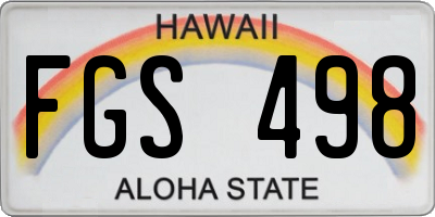 HI license plate FGS498
