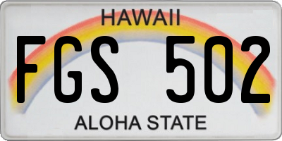 HI license plate FGS502