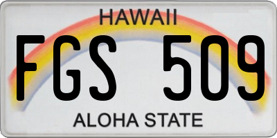 HI license plate FGS509