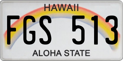 HI license plate FGS513