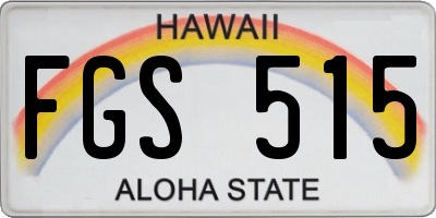 HI license plate FGS515