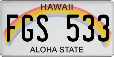 HI license plate FGS533