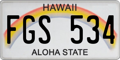 HI license plate FGS534