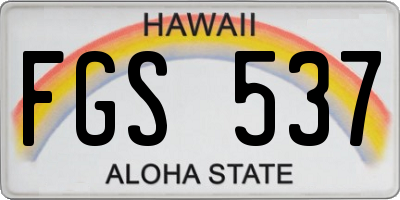 HI license plate FGS537