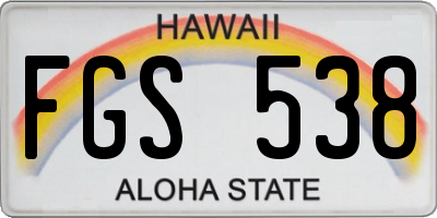 HI license plate FGS538