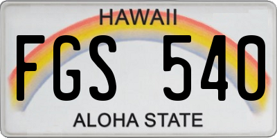 HI license plate FGS540