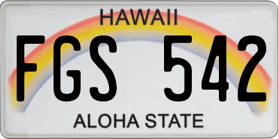 HI license plate FGS542