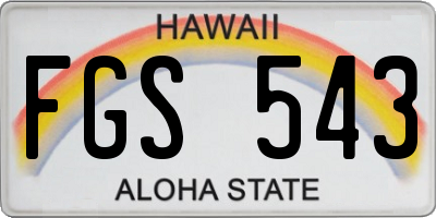 HI license plate FGS543