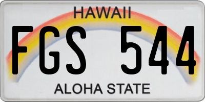HI license plate FGS544