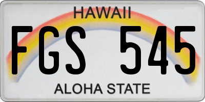 HI license plate FGS545