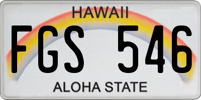 HI license plate FGS546