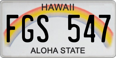 HI license plate FGS547