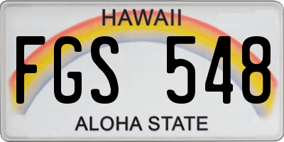 HI license plate FGS548