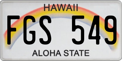 HI license plate FGS549