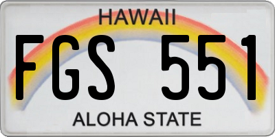HI license plate FGS551