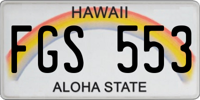 HI license plate FGS553