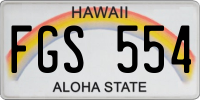 HI license plate FGS554