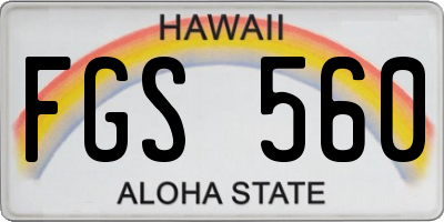 HI license plate FGS560