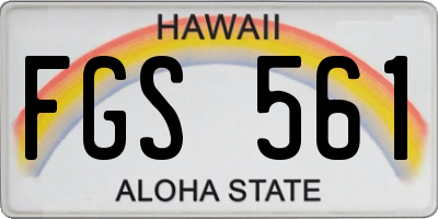 HI license plate FGS561