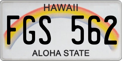 HI license plate FGS562