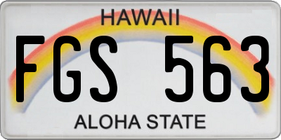 HI license plate FGS563