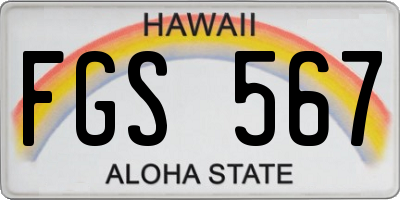 HI license plate FGS567