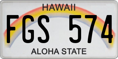 HI license plate FGS574