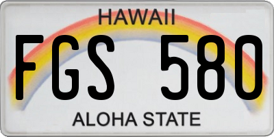 HI license plate FGS580