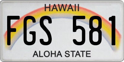 HI license plate FGS581