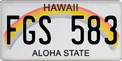 HI license plate FGS583