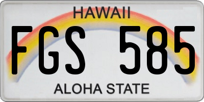 HI license plate FGS585