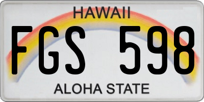 HI license plate FGS598