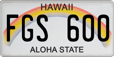 HI license plate FGS600