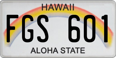 HI license plate FGS601