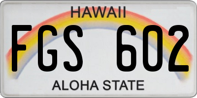 HI license plate FGS602