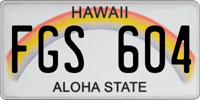 HI license plate FGS604