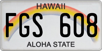 HI license plate FGS608