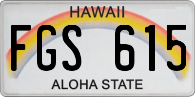 HI license plate FGS615
