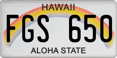 HI license plate FGS650