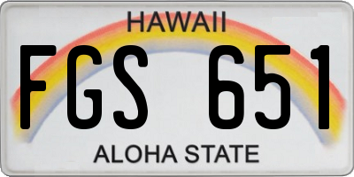 HI license plate FGS651