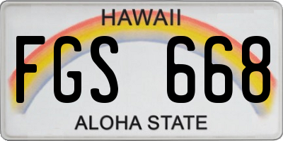 HI license plate FGS668