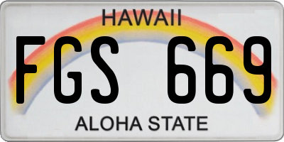HI license plate FGS669