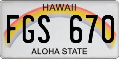 HI license plate FGS670