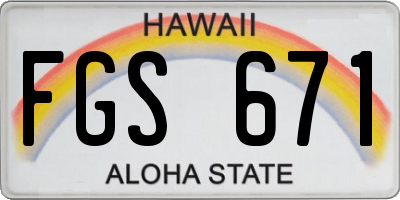 HI license plate FGS671
