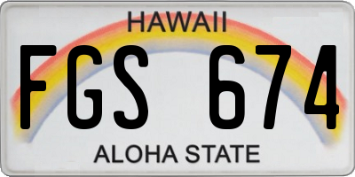 HI license plate FGS674