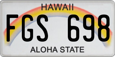 HI license plate FGS698
