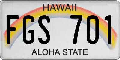 HI license plate FGS701