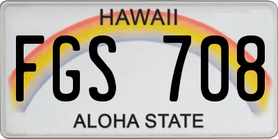 HI license plate FGS708