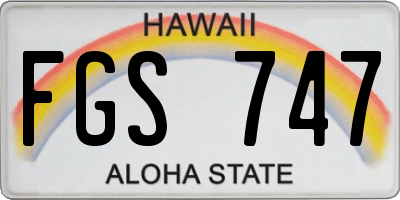 HI license plate FGS747