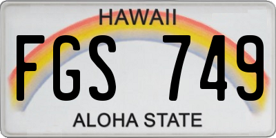 HI license plate FGS749